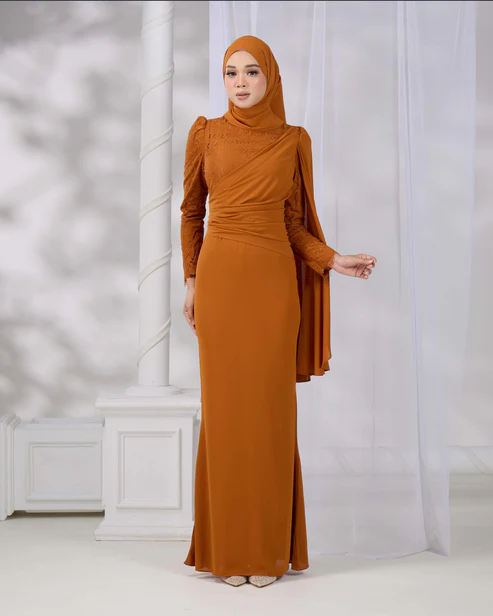 BRYNDA DRESS (BRICK ORANGE) - Image 6