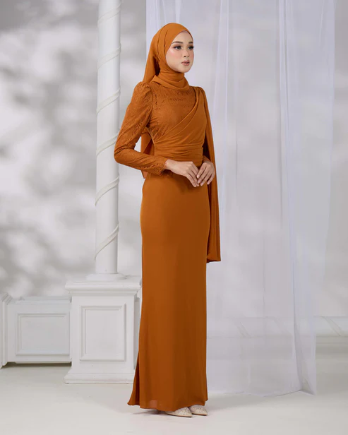 BRYNDA DRESS (BRICK ORANGE) - Image 3